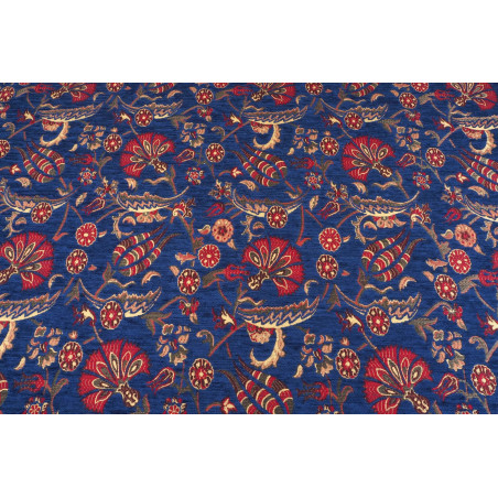 Upholstery Fabric, Chenille Fabric, Turkish Dark Navy Blue Carnation Pattern Fabric, Turkish Fabric By the Yard, Jacquard Fabric