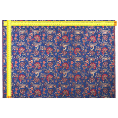 Turkish Upholstery Fabric by the Yard and Meter | Dark Navy Blue Caucasus Carnation Pattern Jacquard Fabric for Sofa Chair