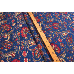 Turkish Upholstery Fabric by the Yard and Meter | Dark Navy Blue Caucasus Carnation Pattern Jacquard Fabric for Sofa Chair