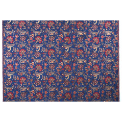 Turkish Upholstery Fabric by the Yard and Meter | Dark Navy Blue Caucasus Carnation Pattern Jacquard Fabric for Sofa Chair