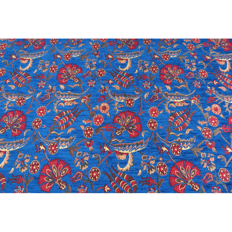 Turkish Upholstery Fabric by the Yard and Meter | Royal Blue Caucasus Carnation Pattern Jacquard Fabric for Sofa Chair,Curtains Turkish Upholstery Fabric by the Yard and Meter | Royal Blue Caucasus Carnation Pattern Jacquard Fabric for Sofa Chair,Curtains