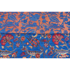 Turkish Upholstery Fabric by the Yard and Meter | Royal Blue Caucasus Carnation Pattern Jacquard Fabric for Sofa Chair,Curtains