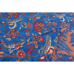 Turkish Upholstery Fabric by the Yard and Meter | Royal Blue Caucasus Carnation Pattern Jacquard Fabric for Sofa Chair,Curtains