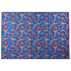 Turkish Upholstery Fabric by the Yard and Meter | Royal Blue Caucasus Carnation Pattern Jacquard Fabric for Sofa Chair,Curtains