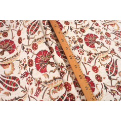 Upholstery Fabric, Chenille Fabric, Turkish Beige Carnation Pattern Fabric, Turkish Fabric By the Yard, Bohemian Jacquard Fabric