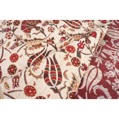 Turkish Upholstery Fabric by the Yard and Meter | Beige Caucasus Carnation Pattern Jacquard Fabric for Sofa Chair,Curtain Fabric