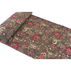 Turkish Upholstery Fabric by the Yard and Meter | Moss Green Caucasus Carnation Pattern Jacquard Fabric for Sofa Chair,Curtains