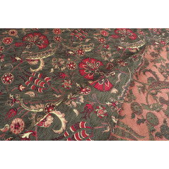 Turkish Upholstery Fabric by the Yard and Meter | Moss Green Caucasus Carnation Pattern Jacquard Fabric for Sofa Chair,Curtains