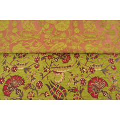 Turkish Upholstery Fabric by the Yard and Meter | Pistachio Green Caucasus Carnation Pattern Jacquard Fabric for Sofa Chair