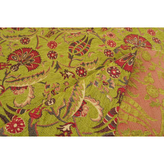 Turkish Upholstery Fabric by the Yard and Meter | Pistachio Green Caucasus Carnation Pattern Jacquard Fabric for Sofa Chair