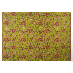 Turkish Upholstery Fabric by the Yard and Meter | Pistachio Green Caucasus Carnation Pattern Jacquard Fabric for Sofa Chair