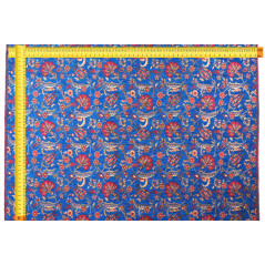 Turkish Upholstery Fabric by the Yard and Meter | Royal Blue Caucasus Carnation Pattern Jacquard Fabric for Sofa Chair,Curtains