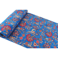 Turkish Upholstery Fabric by the Yard and Meter | Royal Blue Caucasus Carnation Pattern Jacquard Fabric for Sofa Chair,Curtains