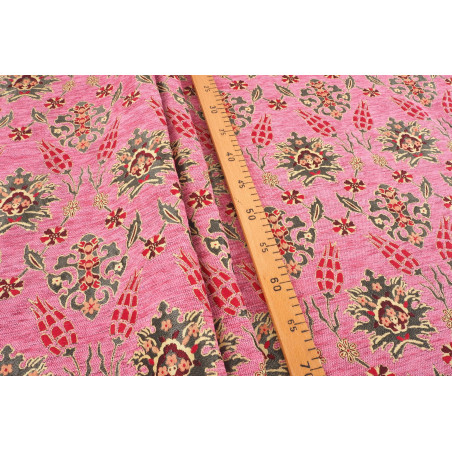 Upholstery Fabric, Turkish Fabric By the Meter, By the Yard, Pale Pink Tulip Pattern Jacquard Chenille Upholstery Fabric
