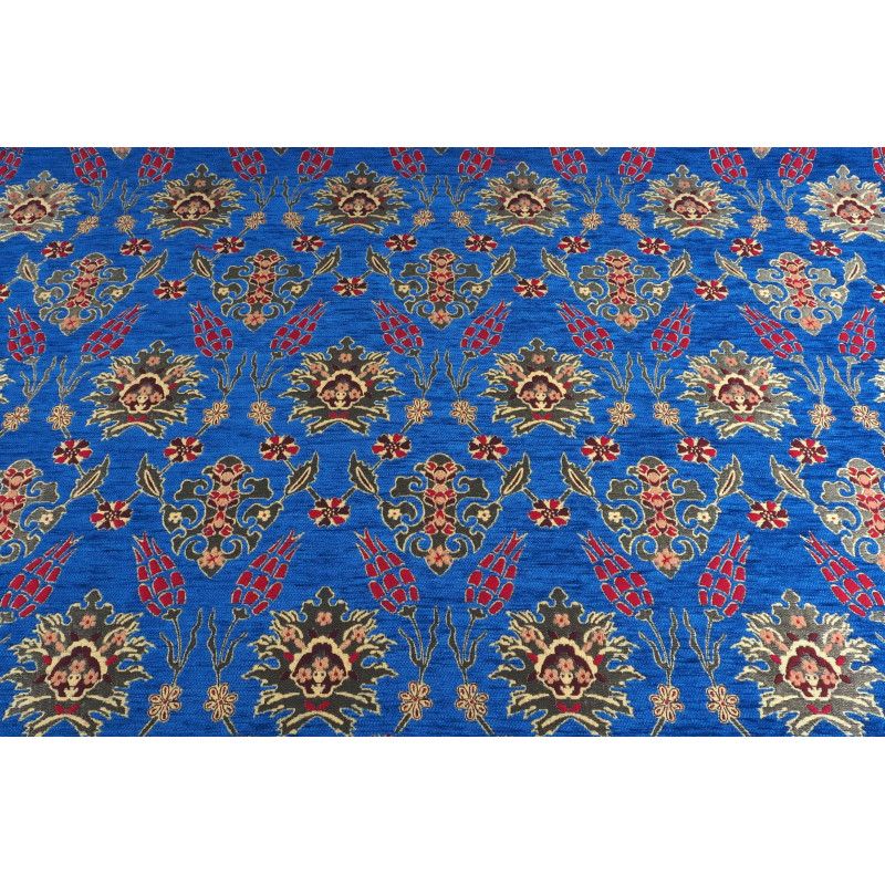 Turkish Upholstery Fabric by the Yard and Meter | Royal Blue Topkapi Palace Tulip Pattern Jacquard Fabric for Sofa Chair,Curtain Turkish Upholstery Fabric by the Yard and Meter | Royal Blue Topkapi Palace Tulip Pattern Jacquard Fabric for Sofa Chair,Curtain