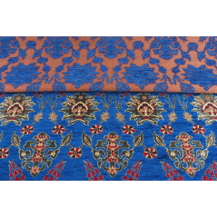 Turkish Upholstery Fabric by the Yard and Meter | Royal Blue Topkapi Palace Tulip Pattern Jacquard Fabric for Sofa Chair,Curtain