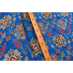 Turkish Upholstery Fabric by the Yard and Meter | Royal Blue Topkapi Palace Tulip Pattern Jacquard Fabric for Sofa Chair,Curtain