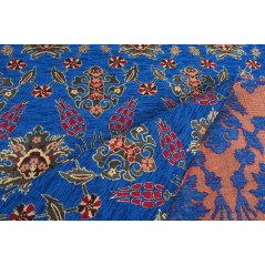 Turkish Upholstery Fabric by the Yard and Meter | Royal Blue Topkapi Palace Tulip Pattern Jacquard Fabric for Sofa Chair,Curtain