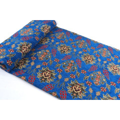 Turkish Upholstery Fabric by the Yard and Meter | Royal Blue Topkapi Palace Tulip Pattern Jacquard Fabric for Sofa Chair,Curtain
