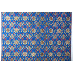 Turkish Upholstery Fabric by the Yard and Meter | Royal Blue Topkapi Palace Tulip Pattern Jacquard Fabric for Sofa Chair,Curtain