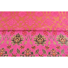 Turkish Upholstery Fabric by the Yard and Meter | Mazenda Pink Topkapi Palace Tulip Pattern Jacquard Fabric for Sofa Chair