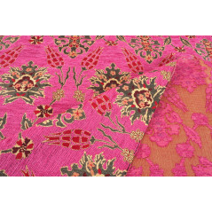 Turkish Upholstery Fabric by the Yard and Meter | Mazenda Pink Topkapi Palace Tulip Pattern Jacquard Fabric for Sofa Chair