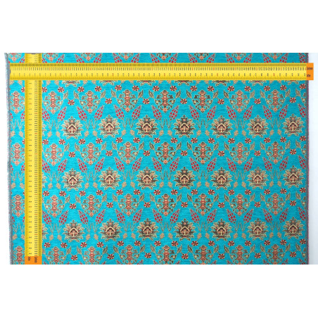 Upholstery Fabric, Turkish Fabric By the Meter, By the Yard, Turquoise Blue Tulip Pattern Upholstery Fabric
