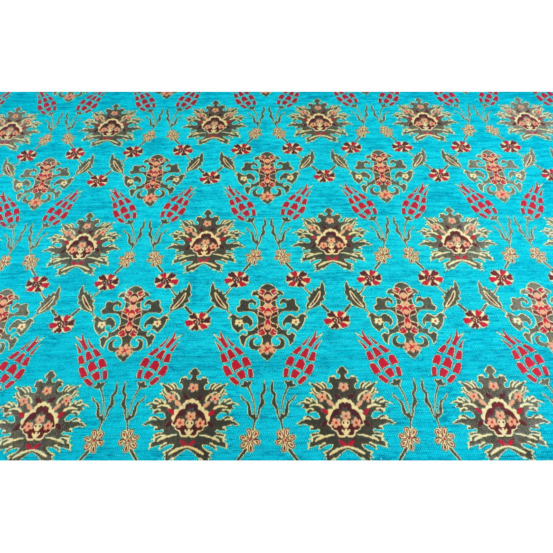 Turkish Upholstery Fabric by the Yard and Meter | Turquoise Blue Topkapi Palace Tulip Pattern Jacquard Fabric for Sofa Chair Turkish Upholstery Fabric by the Yard and Meter | Turquoise Blue Topkapi Palace Tulip Pattern Jacquard Fabric for Sofa Chair