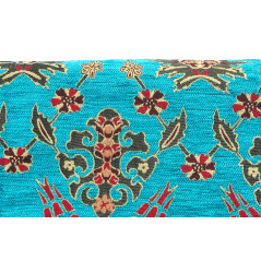 Turkish Upholstery Fabric by the Yard and Meter | Turquoise Blue Topkapi Palace Tulip Pattern Jacquard Fabric for Sofa Chair