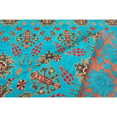 Turkish Upholstery Fabric by the Yard and Meter | Turquoise Blue Topkapi Palace Tulip Pattern Jacquard Fabric for Sofa Chair