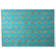 Turkish Upholstery Fabric by the Yard and Meter | Turquoise Blue Topkapi Palace Tulip Pattern Jacquard Fabric for Sofa Chair