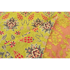 Turkish Upholstery Fabric by the Yard and Meter | Pistachio Green Topkapi Palace Tulip Pattern Jacquard Fabric for Sofa Chair