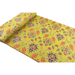 Turkish Upholstery Fabric by the Yard and Meter | Pistachio Green Topkapi Palace Tulip Pattern Jacquard Fabric for Sofa Chair