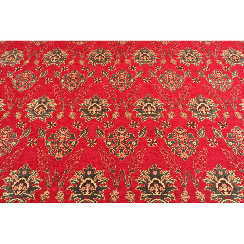 Turkish Upholstery Fabric by the Yard and Meter | Red Topkapi Palace Tulip Pattern Jacquard Fabric for Sofa Chair,Curtain Fabric Turkish Upholstery Fabric by the Yard and Meter | Red Topkapi Palace Tulip Pattern Jacquard Fabric for Sofa Chair,Curtain Fabric