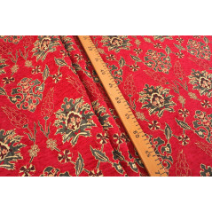 Turkish Upholstery Fabric by the Yard and Meter | Red Topkapi Palace Tulip Pattern Jacquard Fabric for Sofa Chair,Curtain Fabric