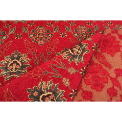 Turkish Upholstery Fabric by the Yard and Meter | Red Topkapi Palace Tulip Pattern Jacquard Fabric for Sofa Chair,Curtain Fabric