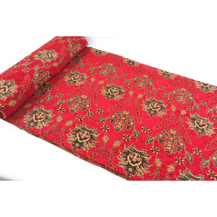 Turkish Upholstery Fabric by the Yard and Meter | Red Topkapi Palace Tulip Pattern Jacquard Fabric for Sofa Chair,Curtain Fabric