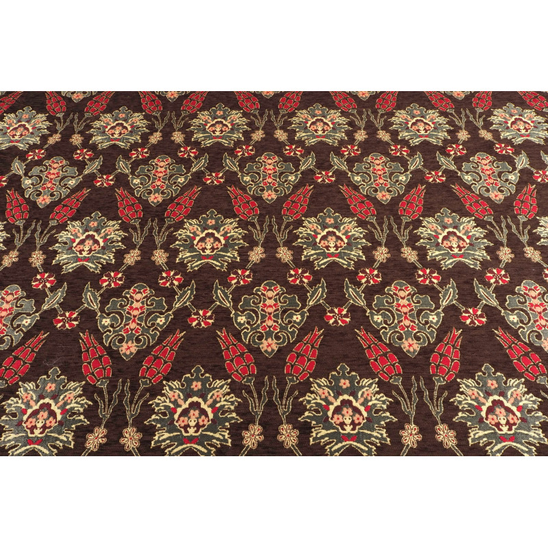 Turkish Upholstery Fabric by the Yard and Meter | Brown Topkapi Palace Tulip Pattern Jacquard Fabric for Sofa Chair,Curtains