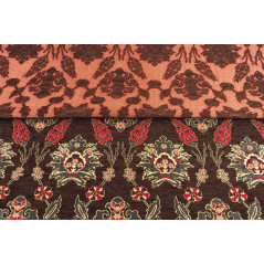 Turkish Upholstery Fabric by the Yard and Meter | Brown Topkapi Palace Tulip Pattern Jacquard Fabric for Sofa Chair,Curtains