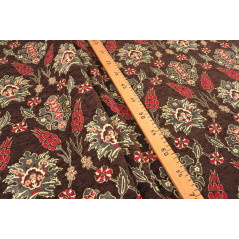 Turkish Upholstery Fabric by the Yard and Meter | Brown Topkapi Palace Tulip Pattern Jacquard Fabric for Sofa Chair,Curtains