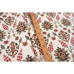 Turkish Upholstery Fabric by the Yard and Meter | Beige Topkapi Palace Tulip Pattern Jacquard Fabric for Sofa Chair,Curtains