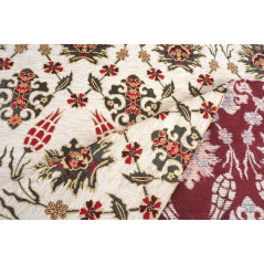 Turkish Upholstery Fabric by the Yard and Meter | Beige Topkapi Palace Tulip Pattern Jacquard Fabric for Sofa Chair,Curtains