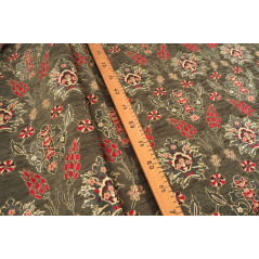 Upholstery Fabric, Turkish Fabric By the Meter, By the Yard, Moss Green Tulip Pattern Jacquard Chenille