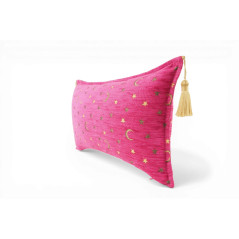 Turkish Fabric Pillow Cover 12x20, Mazenda Pink Boho Throw Pillow, Arabian Night Pattern Decorative Sofa Accent Ethnic Cushion