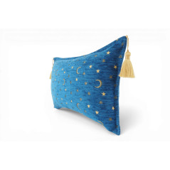 Turkish Fabric Pillow Cover 12x20, Royal Blue Boho Throw Pillow, Arabian Night Pattern Decorative Sofa Accent Ethnic Cushion