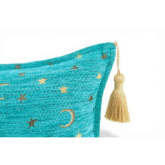 Turkish Fabric Pillow Cover 12x20, Turquoise Blue Boho Throw Pillow, Arabian Night Pattern Decorative Sofa Accent Ethnic Cushion