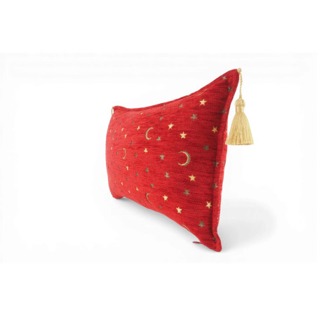 Turkish Fabric Pillow Cover 12x20, Red Boho Throw Pillow, Arabian Night Pattern Decorative Sofa Accent Ethnic Cushion Case