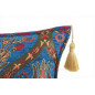 Turkish Fabric Pillow Cover 12x20, Royal Blue Boho Throw Pillow, Morocco Tulip Pattern Decorative Sofa Accent Ethnic Cushion