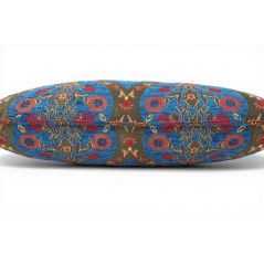 Turkish Fabric Pillow Cover 12x20, Royal Blue Boho Throw Pillow, Morocco Tulip Pattern Decorative Sofa Accent Ethnic Cushion