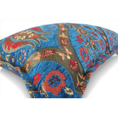 Turkish Fabric Pillow Cover 12x20, Royal Blue Boho Throw Pillow, Morocco Tulip Pattern Decorative Sofa Accent Ethnic Cushion
